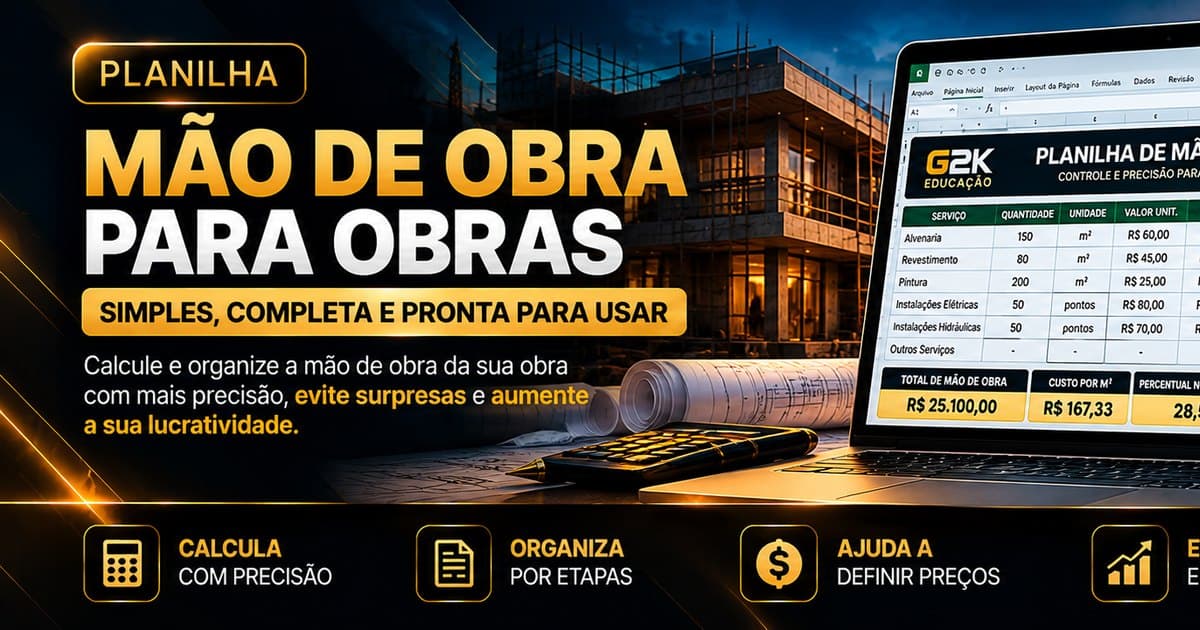 Planilha de Mão de Obra para Obras da G2K
