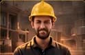 Empreiteiro com capacete amarelo